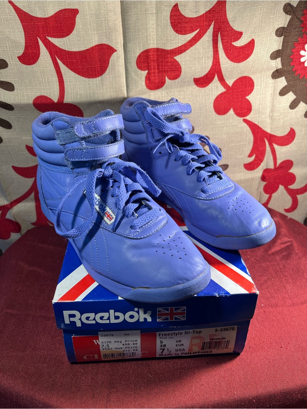 1980s Reebok Women's Freestyle High -Top Blue Jay sneakers 7.5